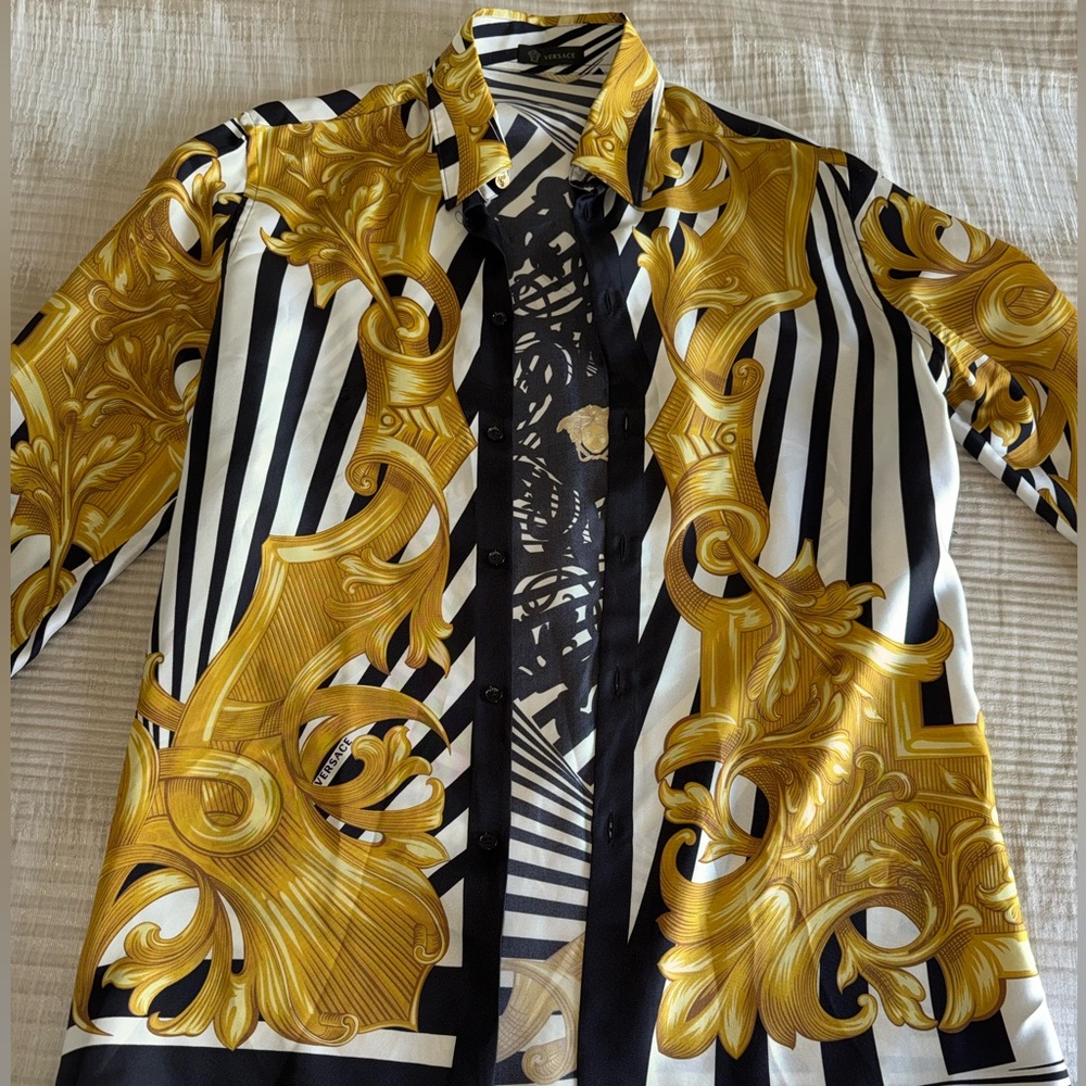 Versace silk men’s button down shirt size 39